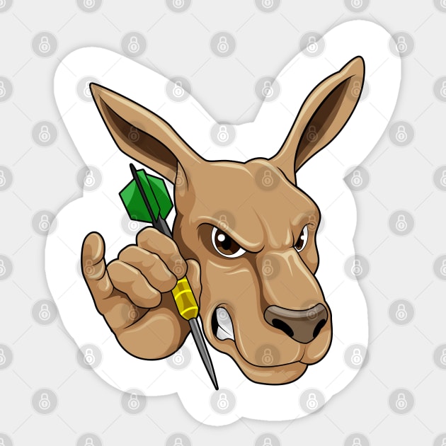 Kangaroo as Dart player with Dart Sticker by Markus Schnabel